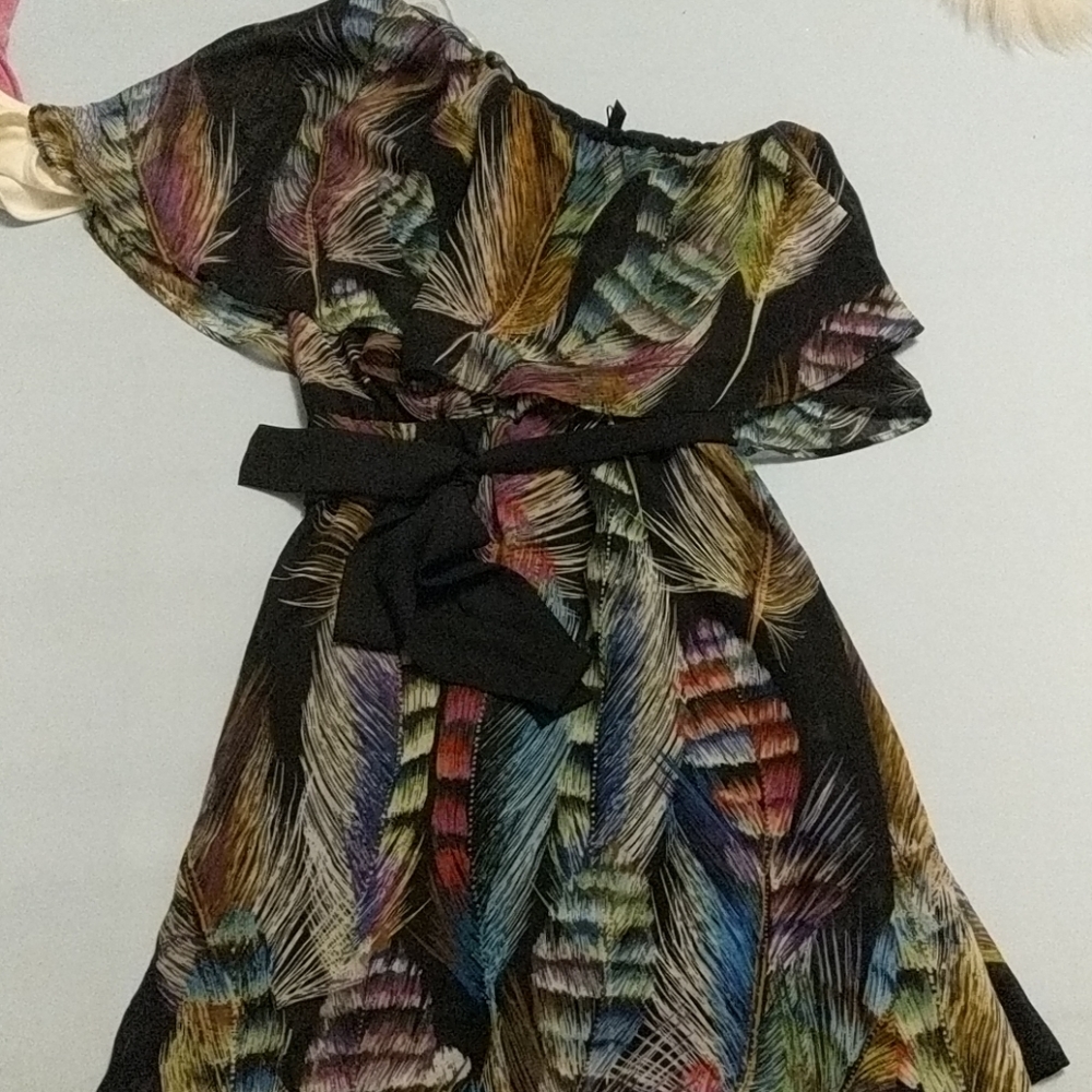 One shoulder leaf dress